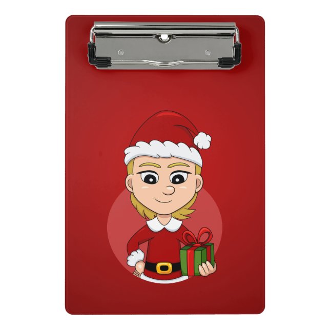 Weihnachtsmädchen Cartoon Miniwand Mini Klemmbrett (Vorderseite)