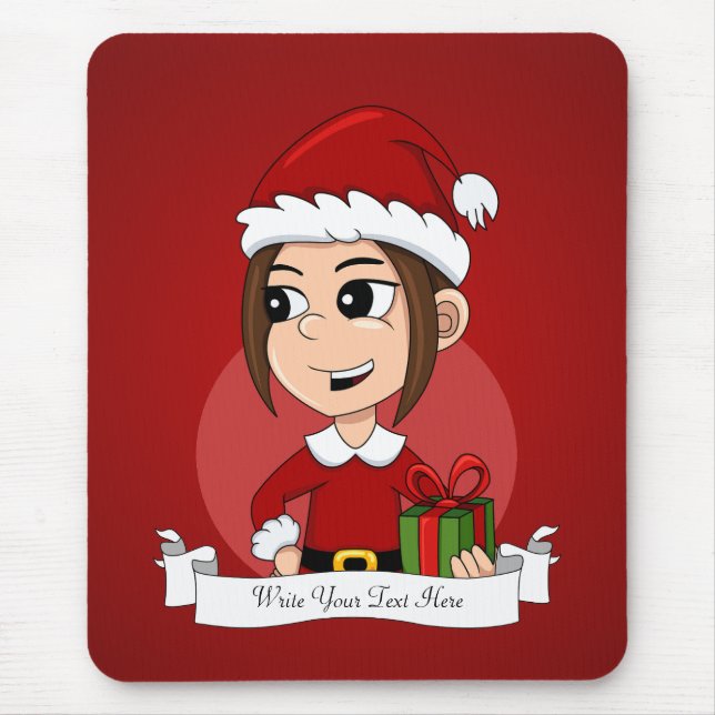 Weihnachtsmädchen-Cartoon Mousepad (Vorne)