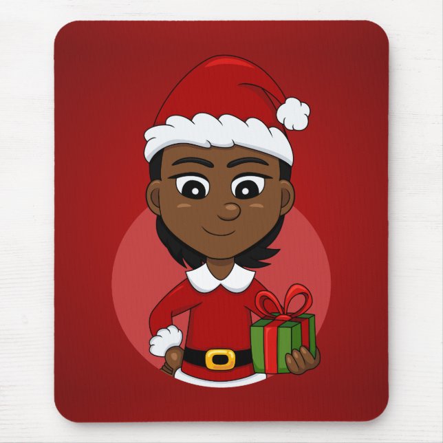 Weihnachtsmädchen-Cartoon Mousepad (Vorne)