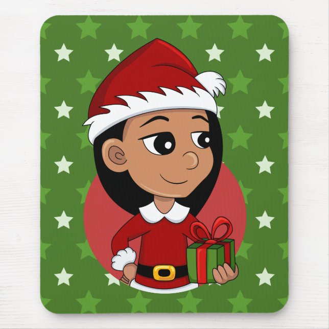 Weihnachtsmädchen-Cartoon Mousepad (Vorne)