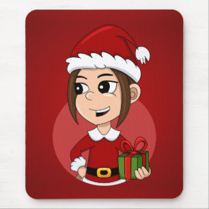Weihnachtsmädchen-Cartoon Mousepad