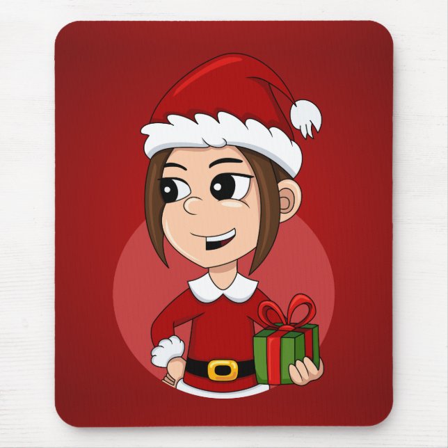 Weihnachtsmädchen-Cartoon Mousepad (Vorne)