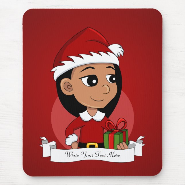 Weihnachtsmädchen-Cartoon Mousepad (Vorne)