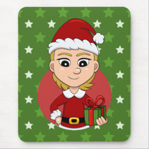 Weihnachtsmädchen-Cartoon Mousepad