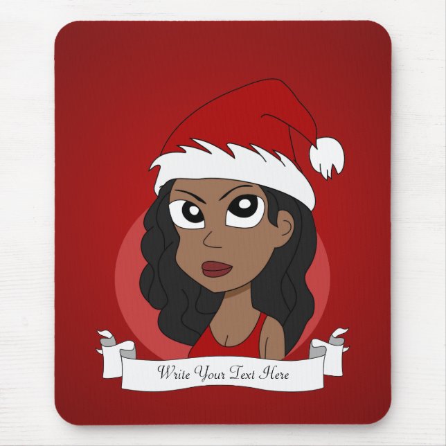 Weihnachtsmädchen-Cartoon Mousepad (Vorne)