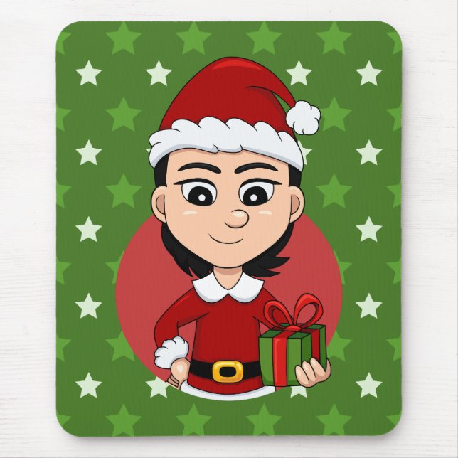 Weihnachtsmädchen-Cartoon Mousepad (Vorne)