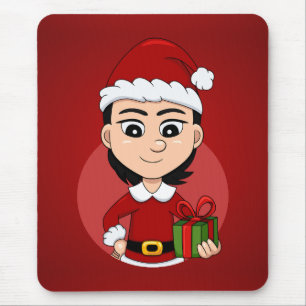 Weihnachtsmädchen-Cartoon Mousepad