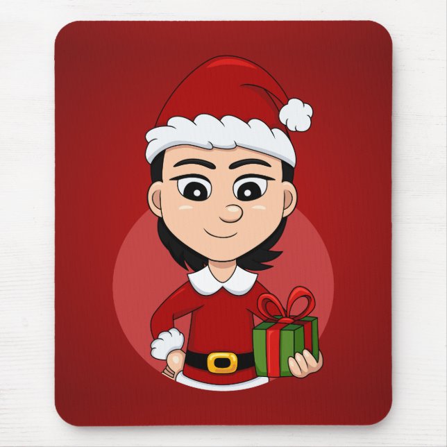 Weihnachtsmädchen-Cartoon Mousepad (Vorne)