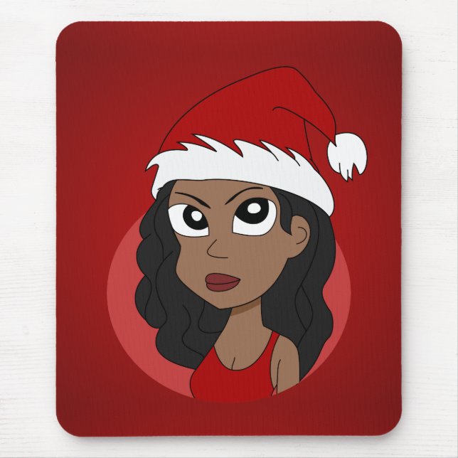 Weihnachtsmädchen-Cartoon Mousepad (Vorne)