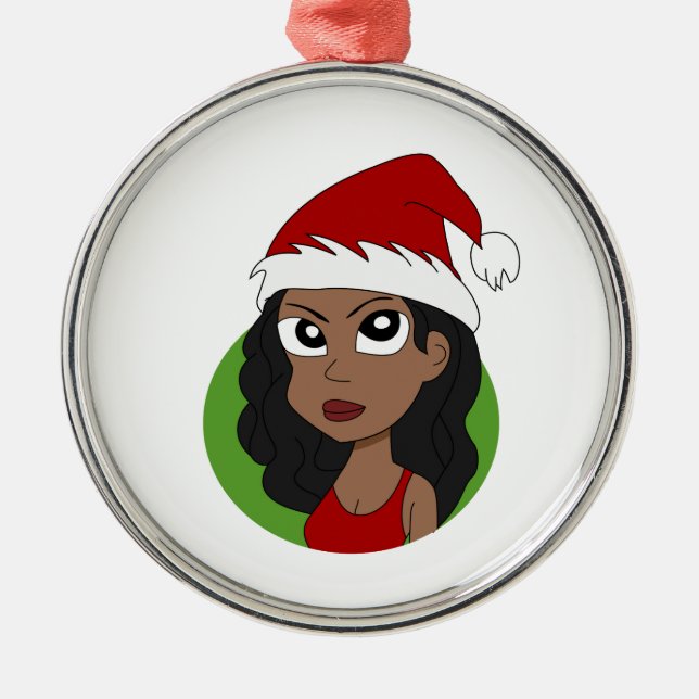 Weihnachtsmädchen-Cartoon Ornament Aus Metall (Vorne)