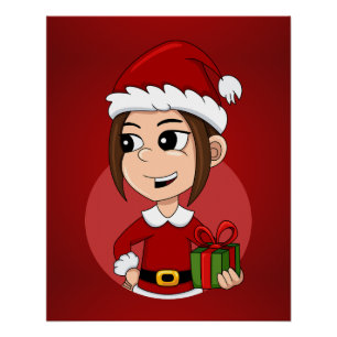 Weihnachtsmädchen Cartoon Poster