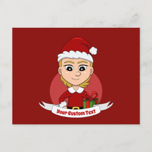 Weihnachtsmädchen Cartoon-Postkarte Postkarte