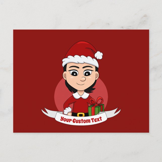 Weihnachtsmädchen-Cartoon-Postkarte Postkarte (Vorderseite)