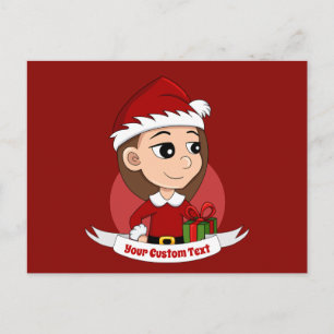 Weihnachtsmädchen-Cartoon-Postkarte Postkarte