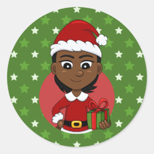 Weihnachtsmädchen-Cartoon Runder Aufkleber
