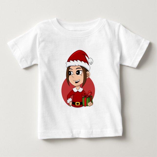 Weihnachtsmädchen Cartoon T - Shirt (Vorderseite)
