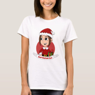 Weihnachtsmädchen Cartoon T - Shirt