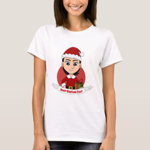 Weihnachtsmädchen Cartoon T - Shirt