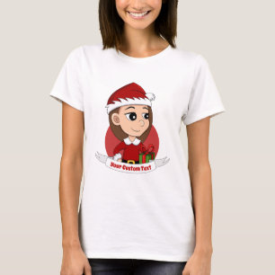 Weihnachtsmädchen Cartoon T - Shirt