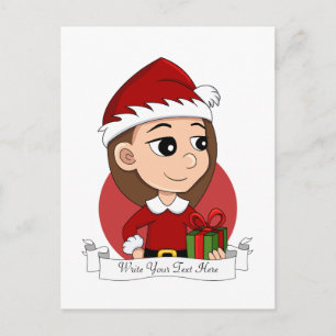 Weihnachtsmädchen Cartoon Weihnachtsfeiertag Postk Feiertagspostkarte