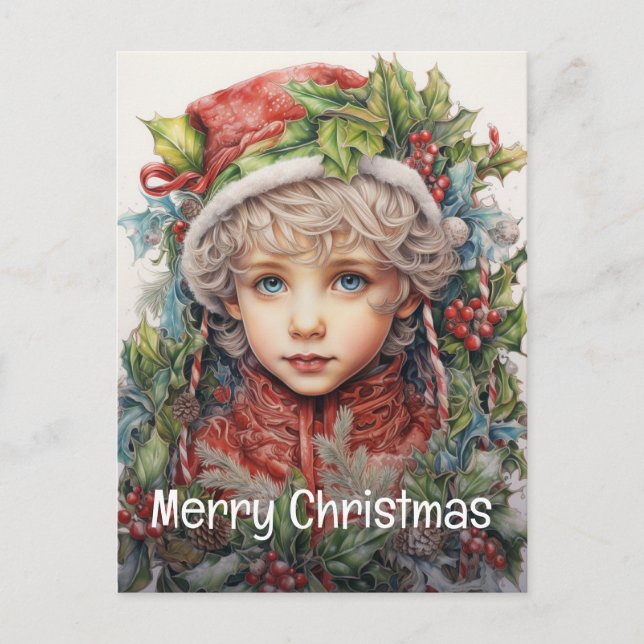 Weihnachtsmädchen Custom 13 von 25 Feiertagspostkarte (Vorderseite)