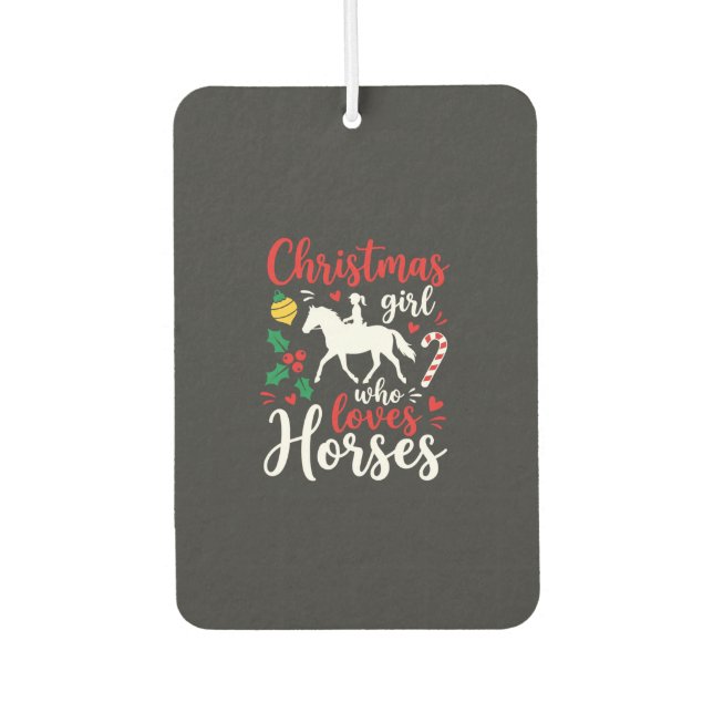 Weihnachtsmädchen das Pferde liebt Autolufterfrischer (Vorderseite)