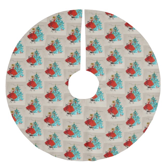 Weihnachtsmädchen Dekorationsbaum Polyester Weihnachtsbaumdecke (Vorderseite)