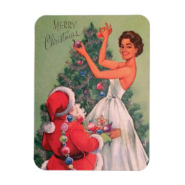 Weihnachtsmädchen der 1950er Jahre dekorativer Bau Magnet