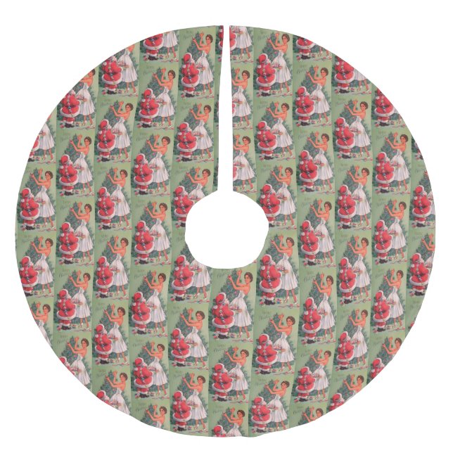 Weihnachtsmädchen der 1950er Jahre dekorativer Bau Polyester Weihnachtsbaumdecke (Vorderseite)