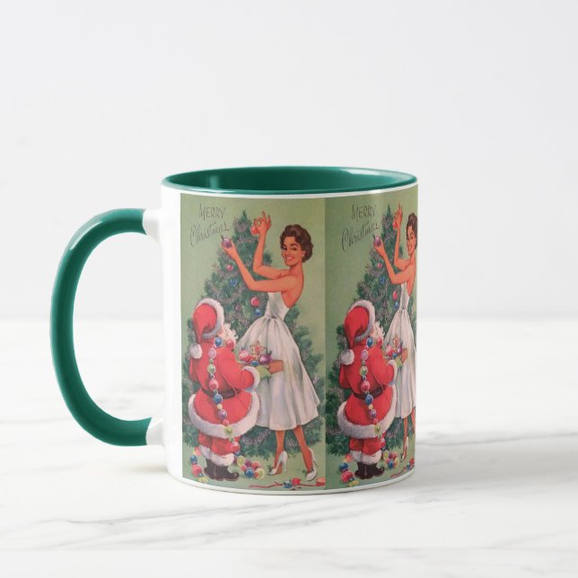 Weihnachtsmädchen der 1950er Jahre dekorativer Bau Tasse (Links)