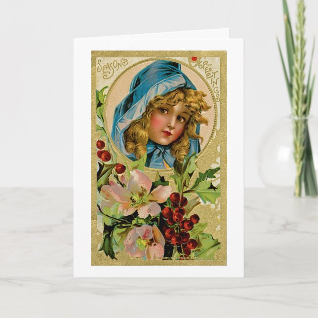 Weihnachtsmädchen Feiertagskarte (Vorderseite)