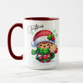 Weihnachtsmädchen halten ein Keks Tasse
