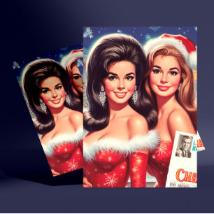 Weihnachtsmädchen im Vintage-Stil Postkarte