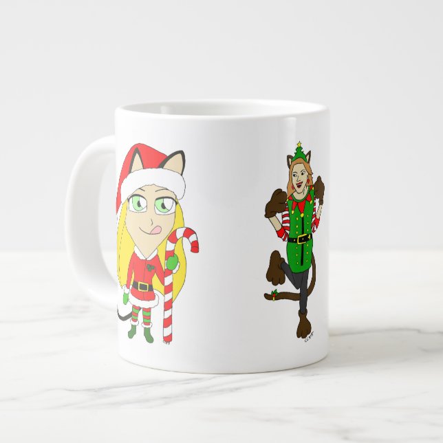 Weihnachtsmädchen Jumbo-Tasse (Vorderseite Links)