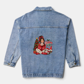 Weihnachtsmädchen, Katzen Sammlung Süße Feiertagsd Jeansjacke