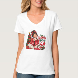 Weihnachtsmädchen, Katzen Sammlung Süße Feiertagsd T-Shirt
