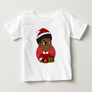 Weihnachtsmädchen mit Afro-Cartoon Baby T-shirt