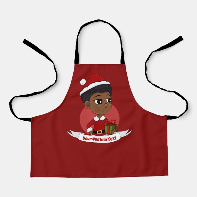 Weihnachtsmädchen mit Afro-Cartoon Schürze (Vorderseite)