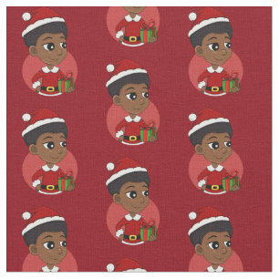Weihnachtsmädchen mit Afro-Cartoon Stoff