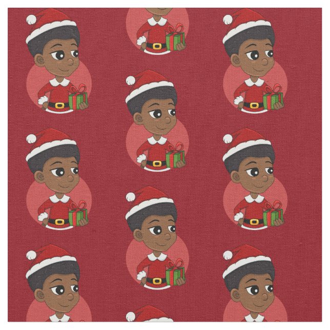 Weihnachtsmädchen mit Afro-Cartoon Stoff (Nahaufnahme)