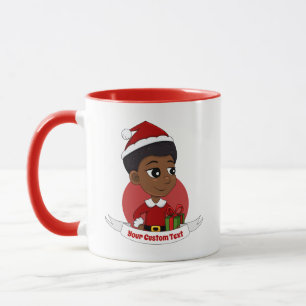 Weihnachtsmädchen mit Afro-Cartoon Tasse