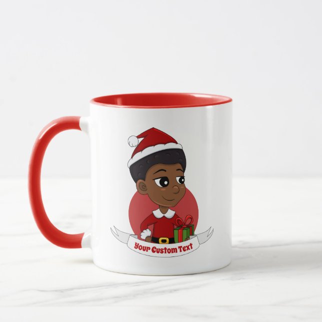 Weihnachtsmädchen mit Afro-Cartoon Tasse (Links)
