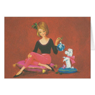 Weihnachtsmädchen mit französischem Poodle