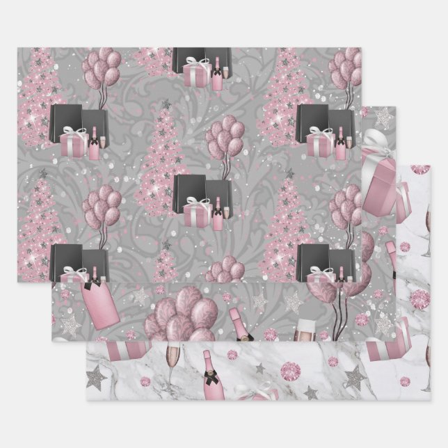 Weihnachtsmädchen mit Geschenken Geschenkpapier Set (Set)