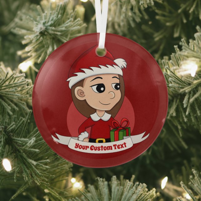 Weihnachtsmädchen mit langen braunen Haaren Ornament Aus Glas (InSitu)