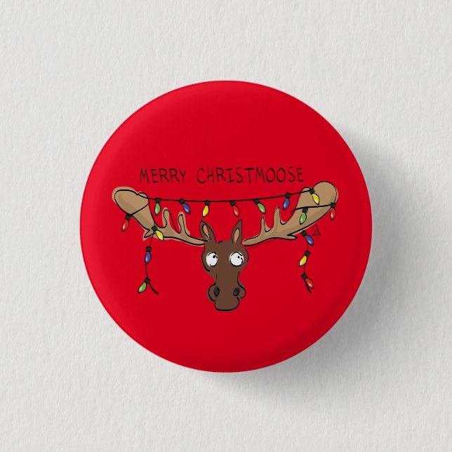 Weihnachtsmädchen Niedlich Funny Holiday Animal Button (Vorderseite)
