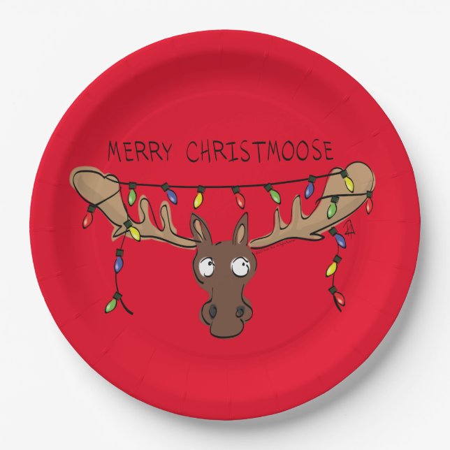 Weihnachtsmädchen Niedlich Funny Holiday Animal Pappteller (Vorderseite)