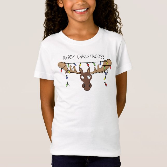 Weihnachtsmädchen Niedlich Funny Holiday Animal T-Shirt (Vorderseite)