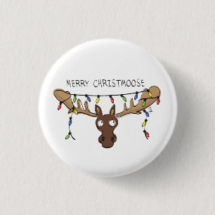 Weihnachtsmädchen Niedliches Urlaubstier Button