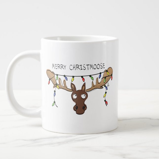 Weihnachtsmädchen Niedliches Urlaubstier Jumbo-Tasse (Links)